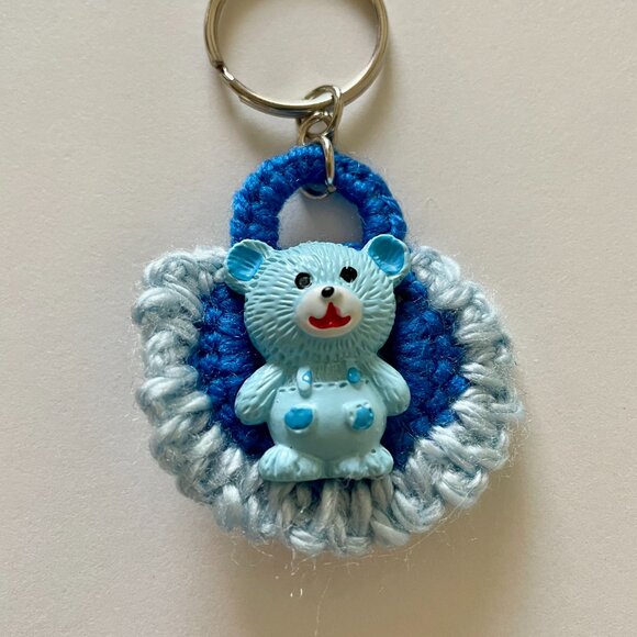 Little Bear Keychain Charm, Crochet Handmade Backpack Charm - Picture 5 of 11